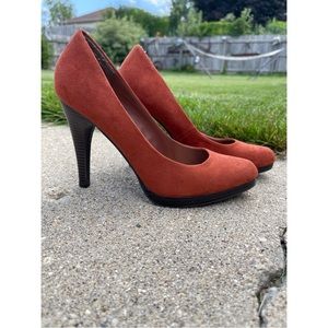 Rust suede heels
